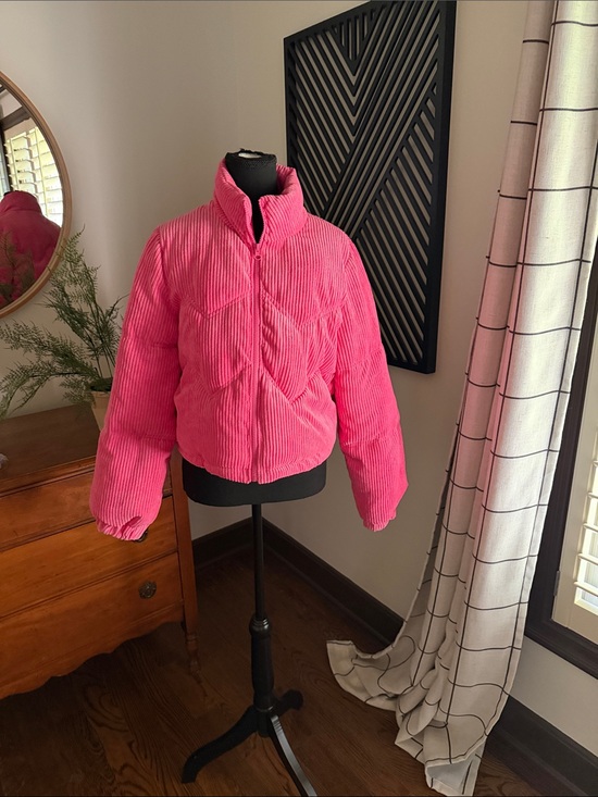 new in Jackets & Blazers - New In pink corduroy puffer coat medium
